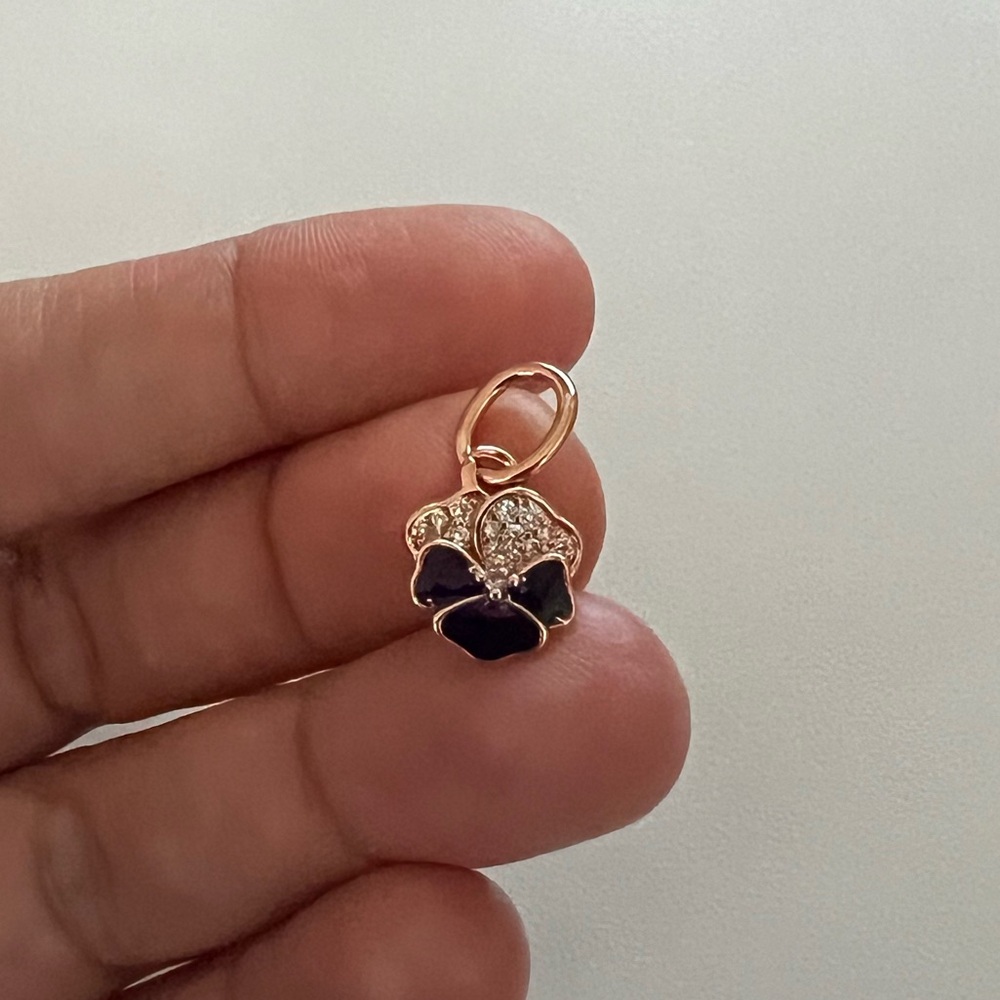 Pandora Deep Purple Pansy Flower Dangle Charm, Rose Gold-Plated